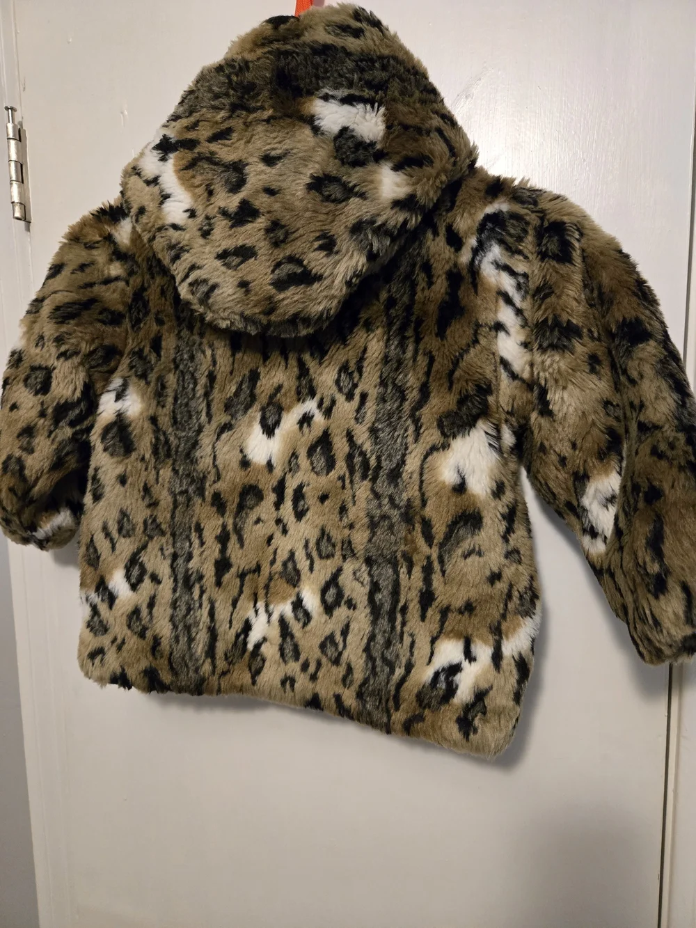 Okie Dokie Leopard Print Faux Fur Hooded Jacket 3T